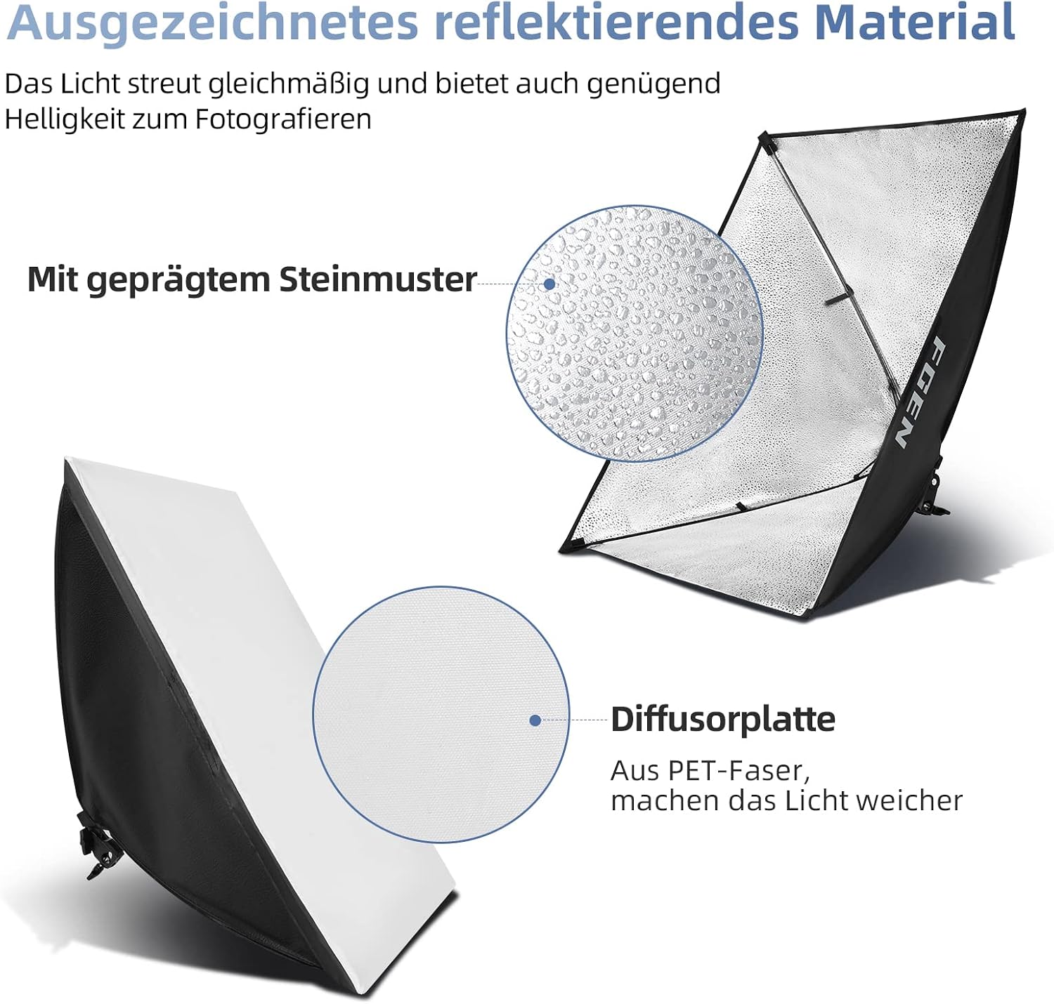 Thumbnail 3 de FGen 85W LED Softbox Lighting Kit with Remote – 2700–6400K, 2x Remotes, 2m Stands