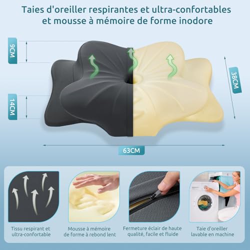Thumbnail 3 de DONAMA Oreiller Ergonomique Cervical – Mousse mémoire, 2 hauteurs, soutien personnalisé
