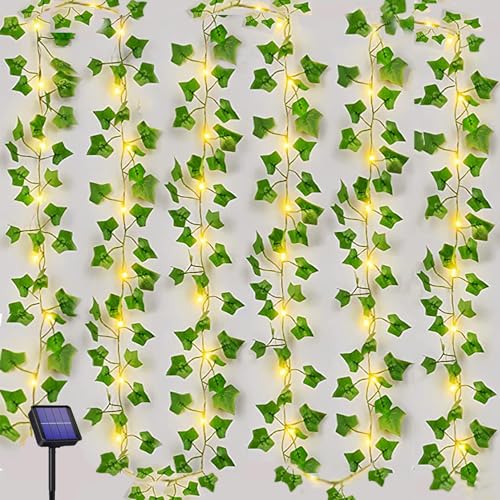 Detalle de Guirnalda Luces Exterior Solar de 10 m con Hiedra Artificial Joysing (100 LED) para Jardín y Terrazas