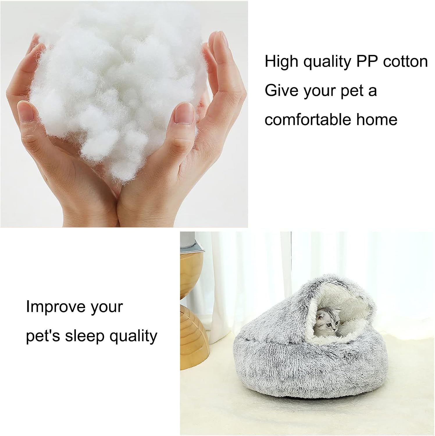 Detalle 2 de YUDANSI Cat Bed Cave: 2in1 Donut Nest for Small Indoor Pets