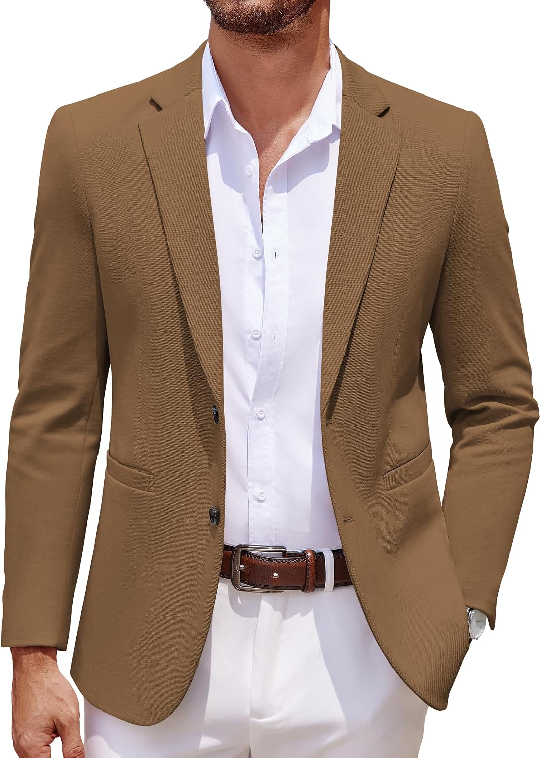 Detalle de COOFANDY Casual Knit Blazer 2-Button Lightweight