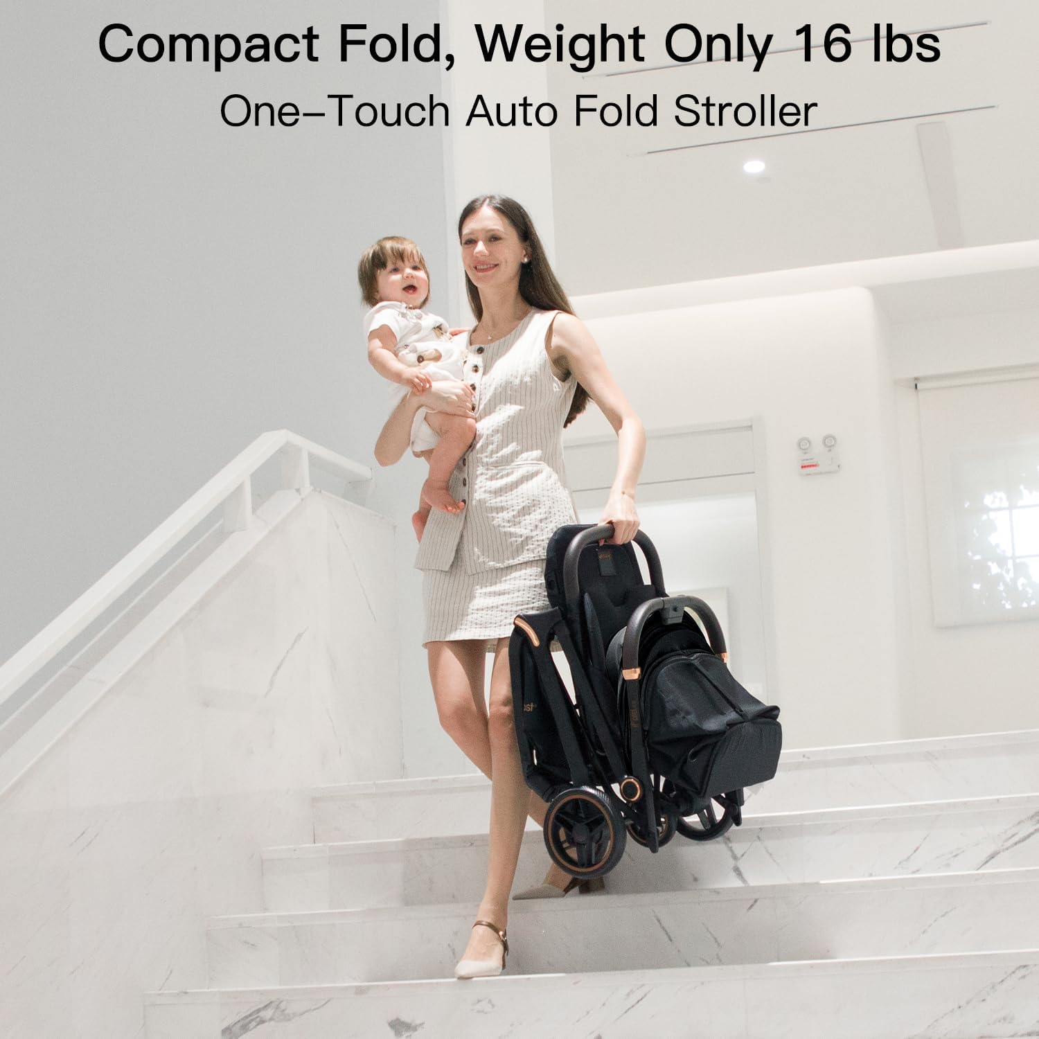 Thumbnail 4 de Gromast Gravity passeggino pieghevole da viaggio con schienale regolabile e tettuccio UPF50+, nero