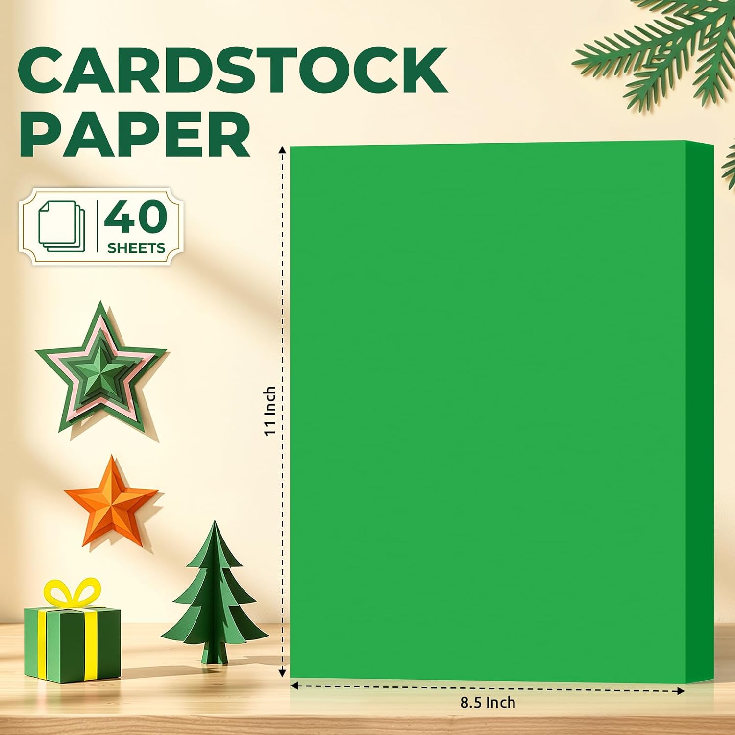 Detalle de Vishoitty Green Cardstock, 8.5 x 11, 75 lb, 40 Sheets