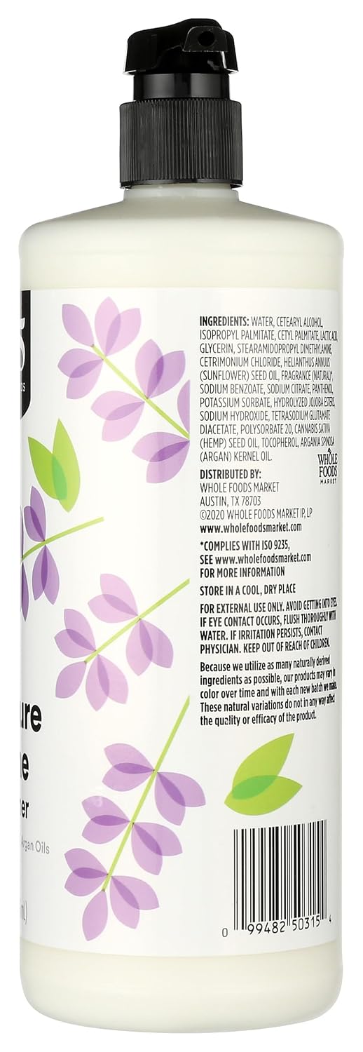 Detalle de 365 by Whole Foods Market Moisture & Shine Conditioner with Hemp Seed & Argan Oil, Lavender Scent, 32 Fl Oz