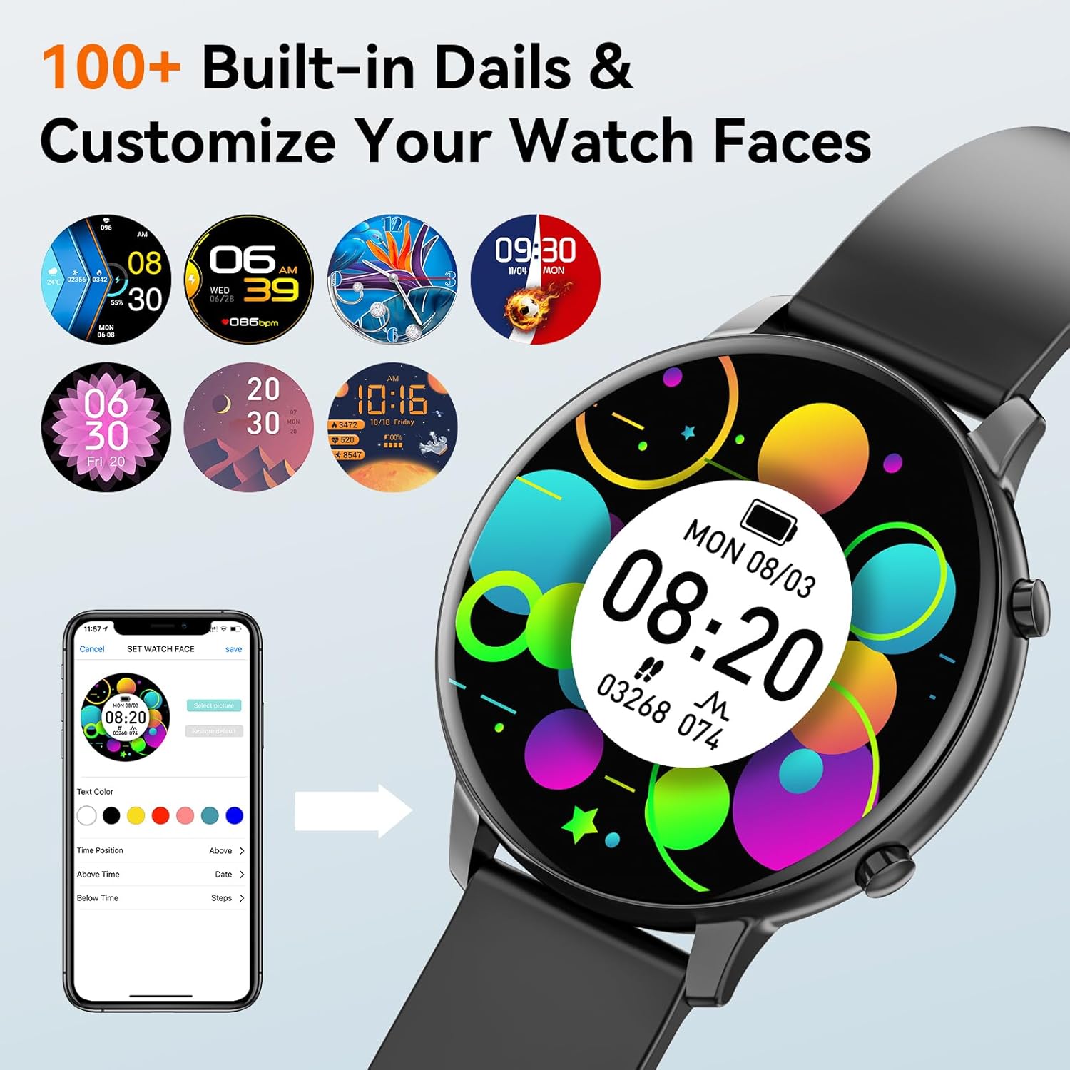 Thumbnail 5 de Hwagol Smart Watch (Answer/Make Calls) with 1.39" Fitness Tracking