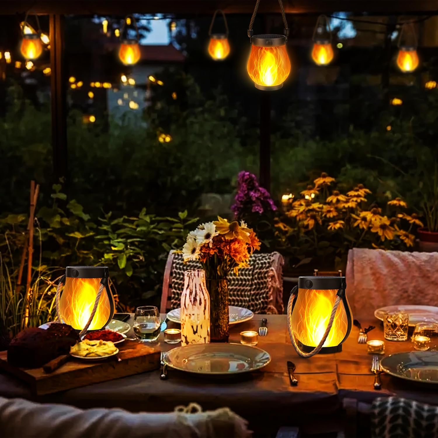 Thumbnail 6 de Joomer Solar Lights Outdoor Garden: 2 Pack Flickering Flame Effect LED Lanterns