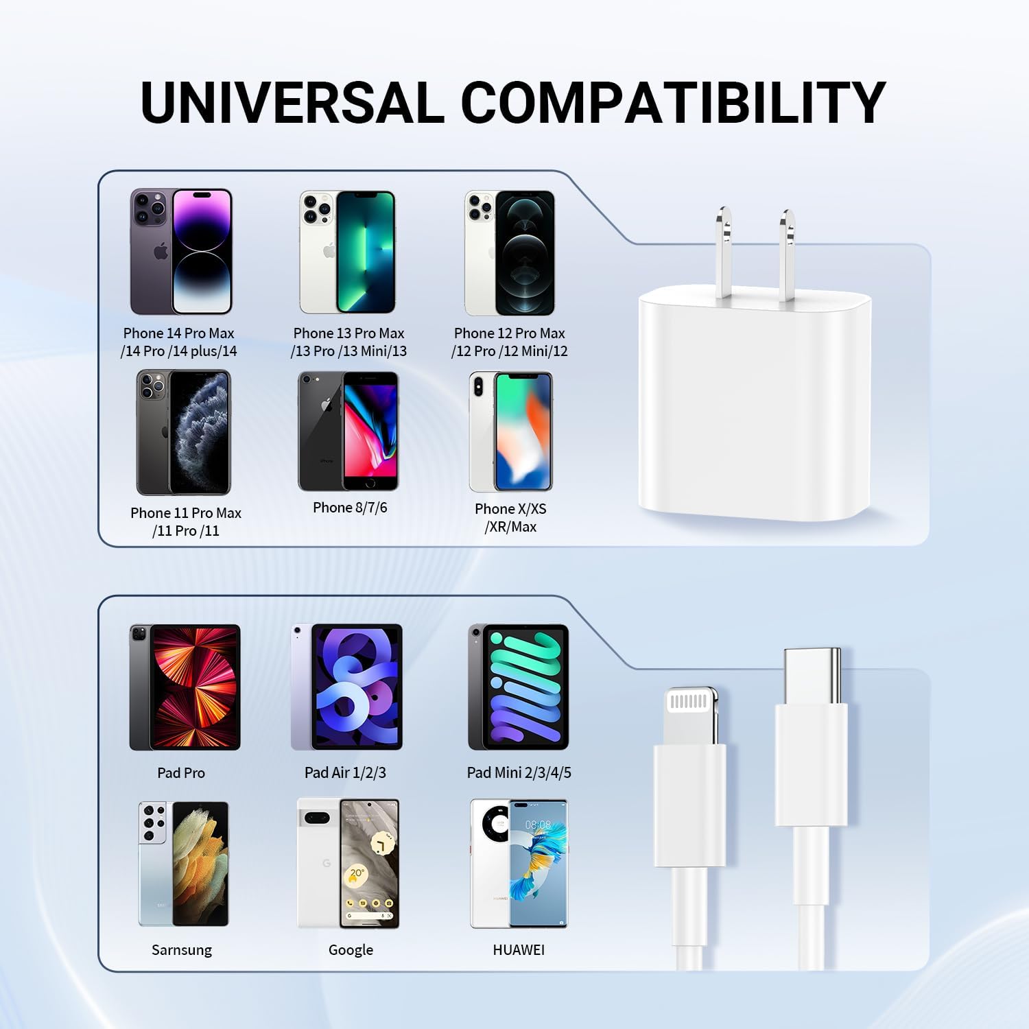 Thumbnail 5 de Essri Phone Charger 20W PD 10 ft USB‑C cable pack