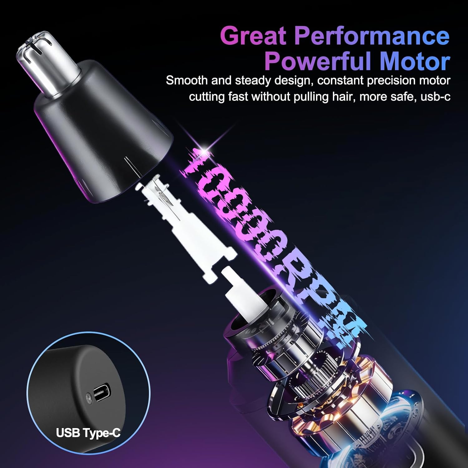 Thumbnail 3 de Nose Hair Trimmer for Men – 2-in-1 Rechargeable Nasal & Eyebrow Trimmer with IPX7 Waterproof Blades