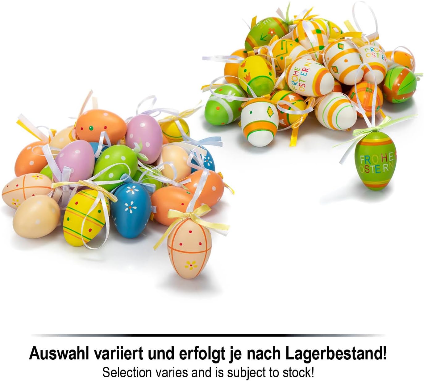 Thumbnail 1 de COM-FOUR® 24 Oeufs de Pâques Peints à la Main à Suspendre – Décorations colorées pour l’intérieur et l’extérieur