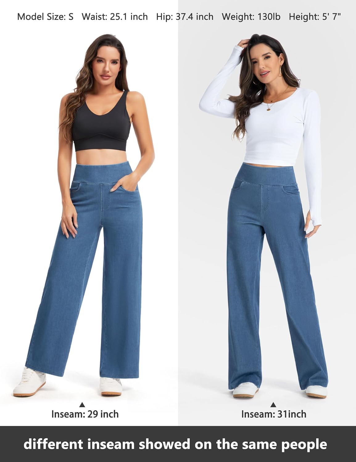 Thumbnail 5 de THE GYM PEOPLE Wide Leg Jeans for Women, High-Waisted Stretch Denim