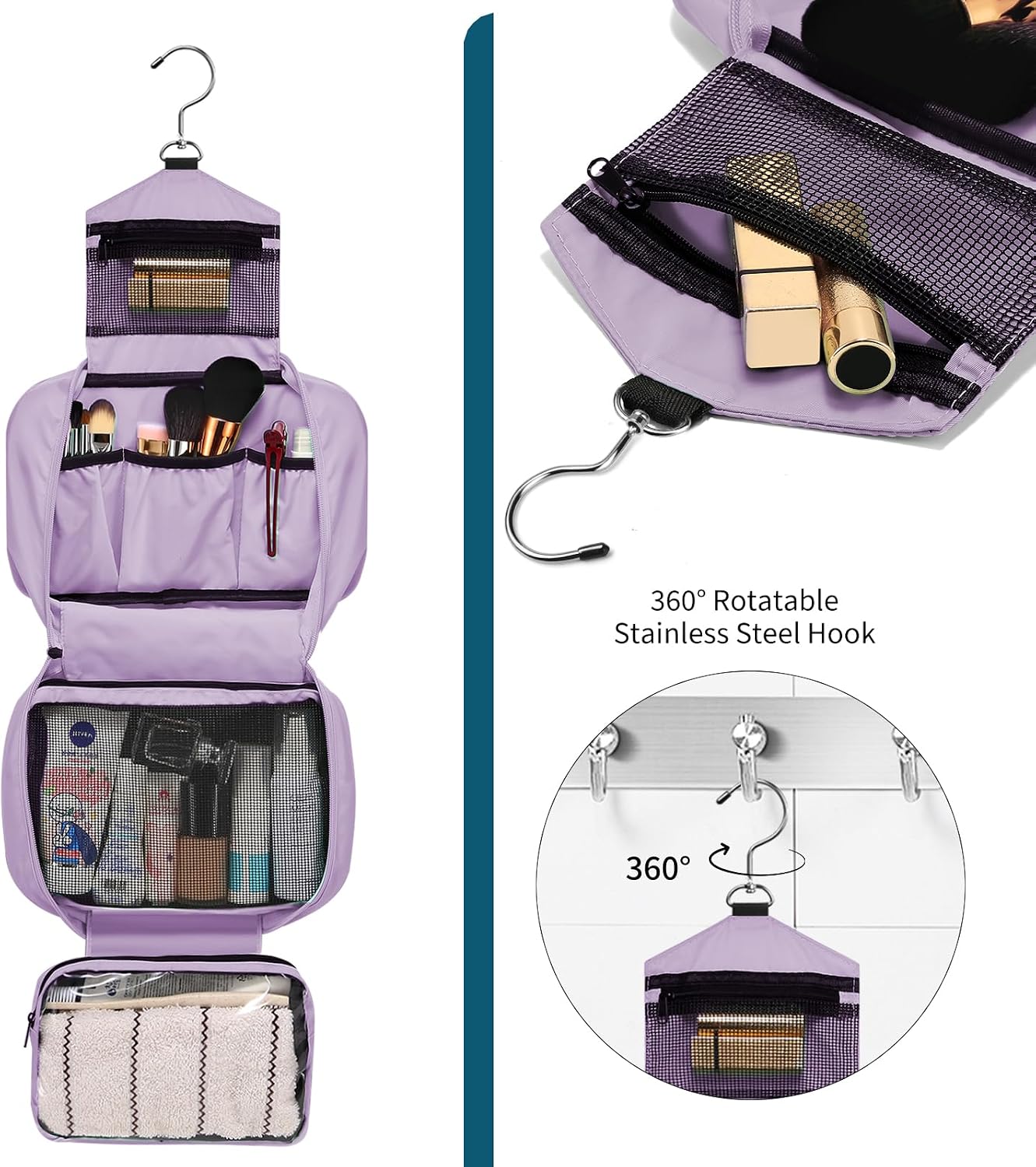Thumbnail 2 de homchen Hanging Toiletry Bag 4 Compartments