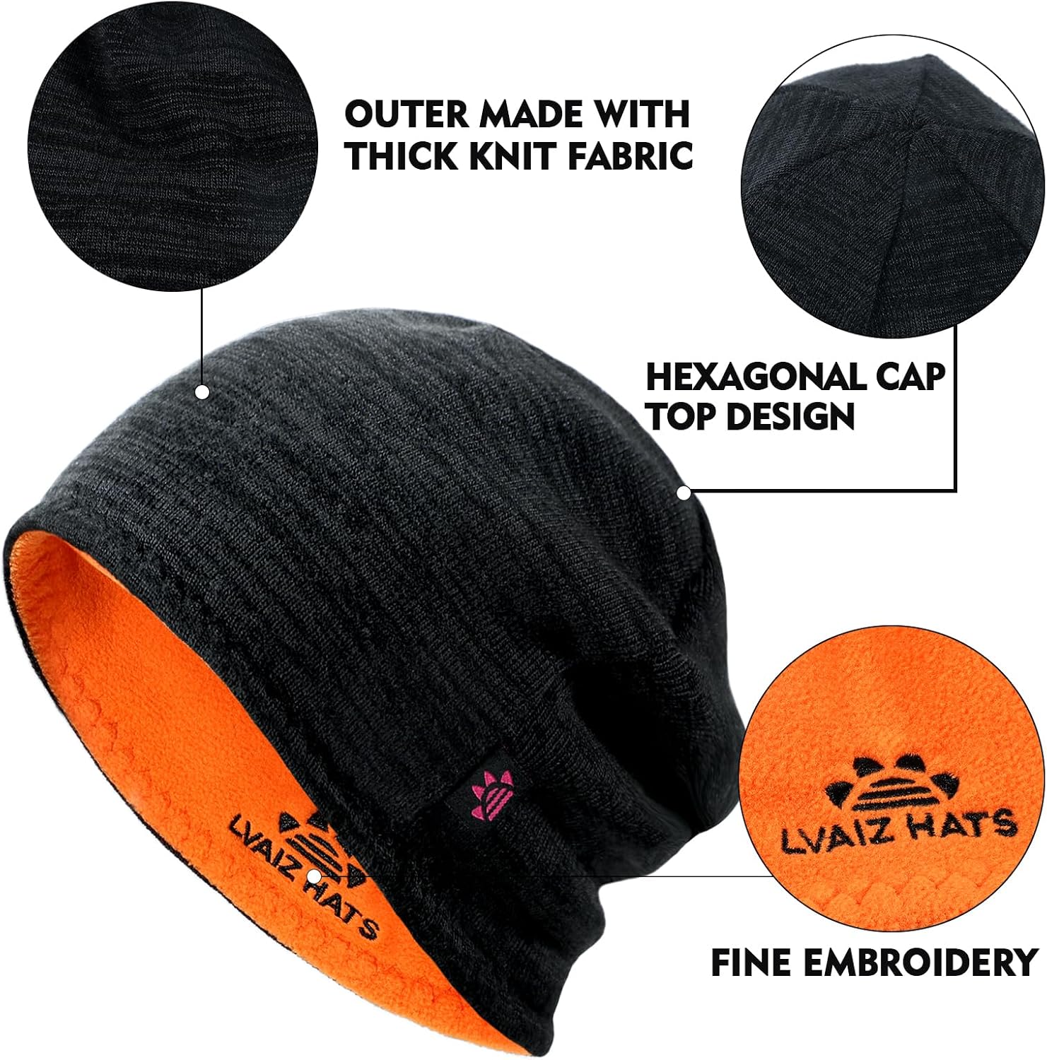 Detalle de Fleece-Lined Beanie Hats, 3-Pack