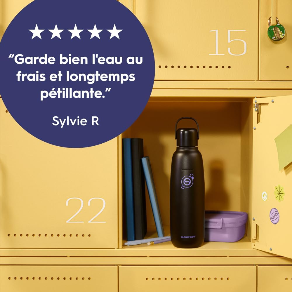 Thumbnail 4 de Sodastream Fizz & Go – Bouteille isotherme en acier inoxydable 0,9 L, double paroi, noire