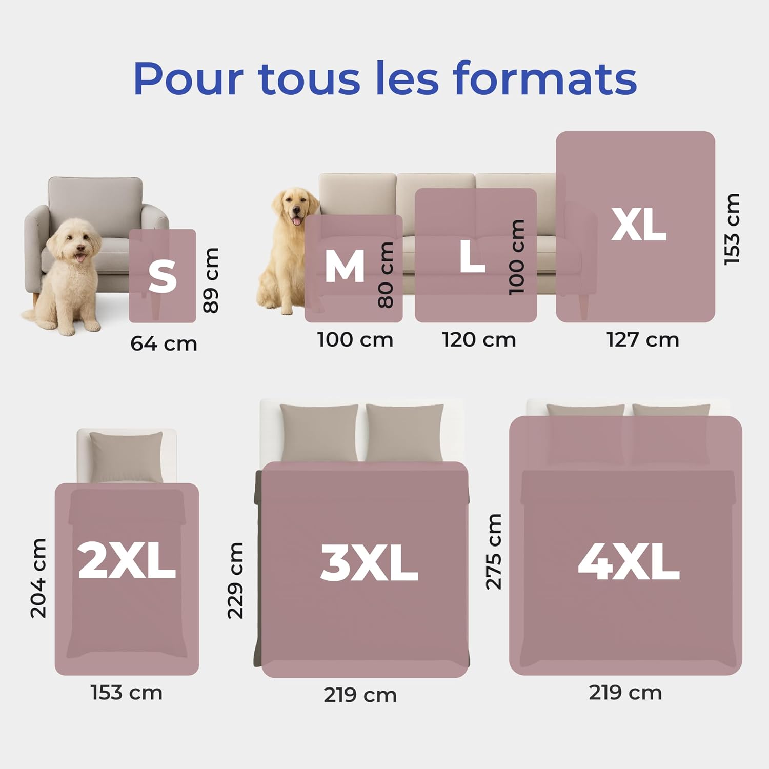 Thumbnail 4 de Dreamzie Plaid imperméable pour chien 127×152 cm réversible polaire sherpa (rose clair)