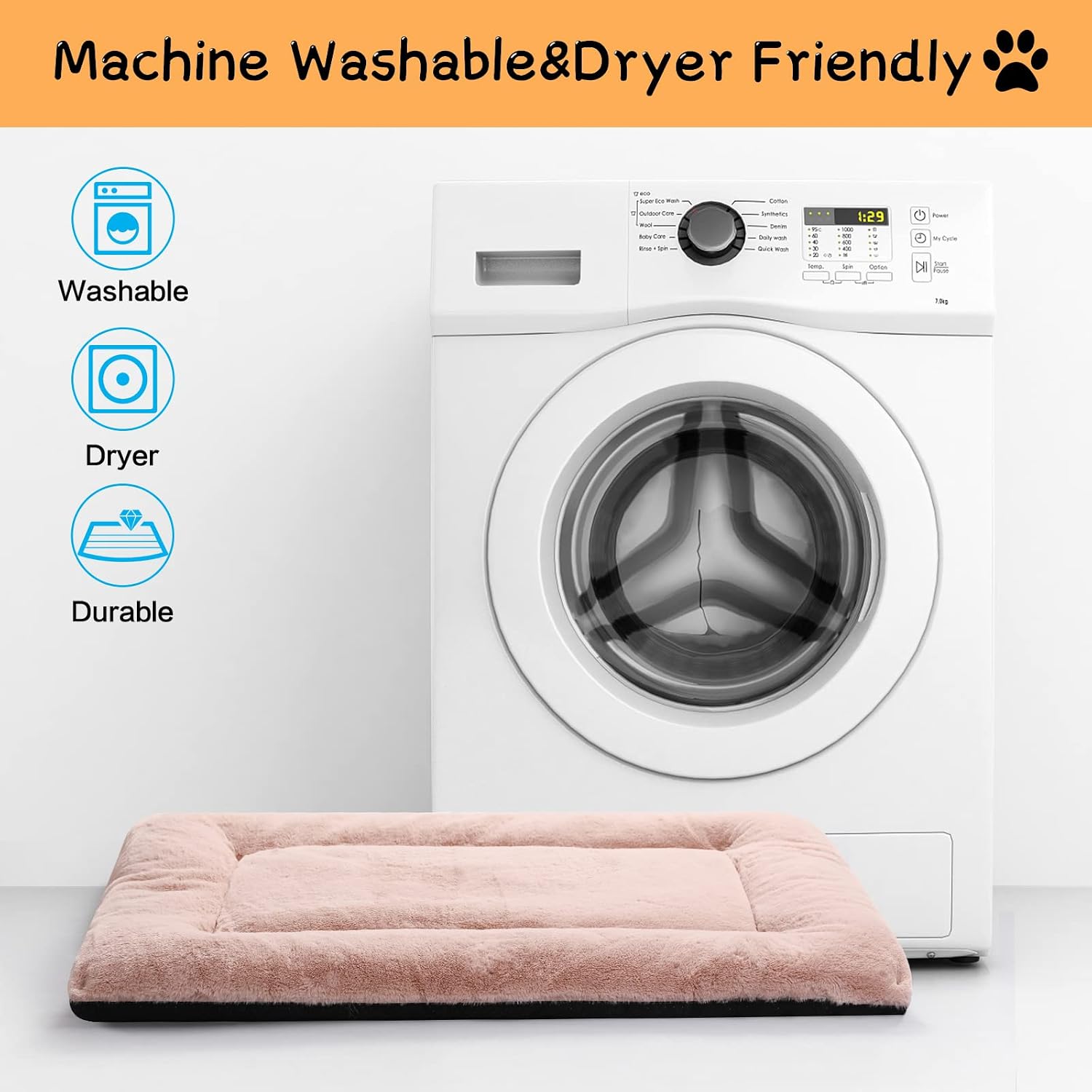 Detalle de Dog Beds Crate Pad for Large Dogs – Ultra Soft, Washable, Anti-Slip Kennel Pad (42 inch, Pink)
