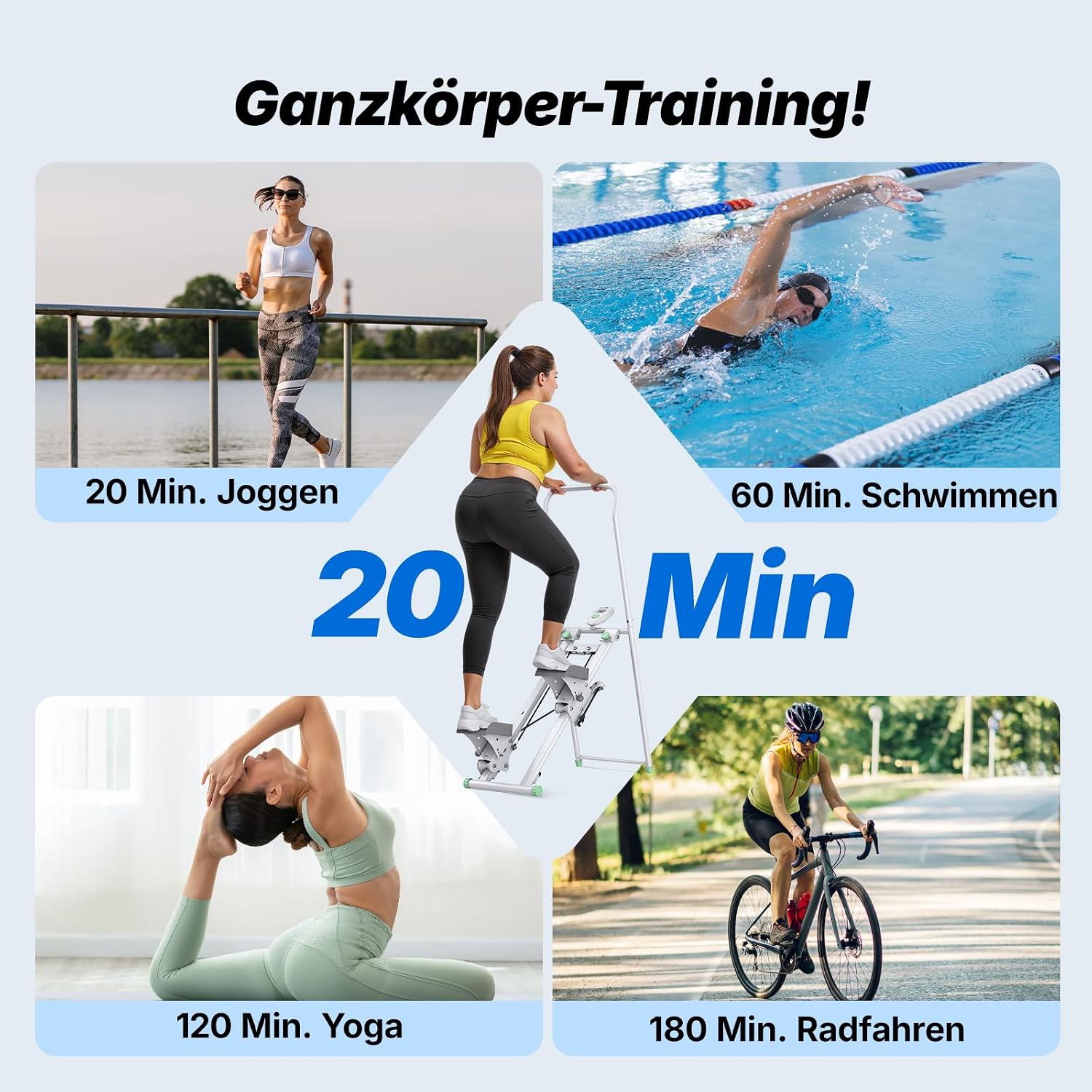 Detalle de MERACH 2026 Stair Stepper für Zuhause – kompakter Ganzkörper-Cardio-Climber mit verstellbaren Pedalen und Lenker