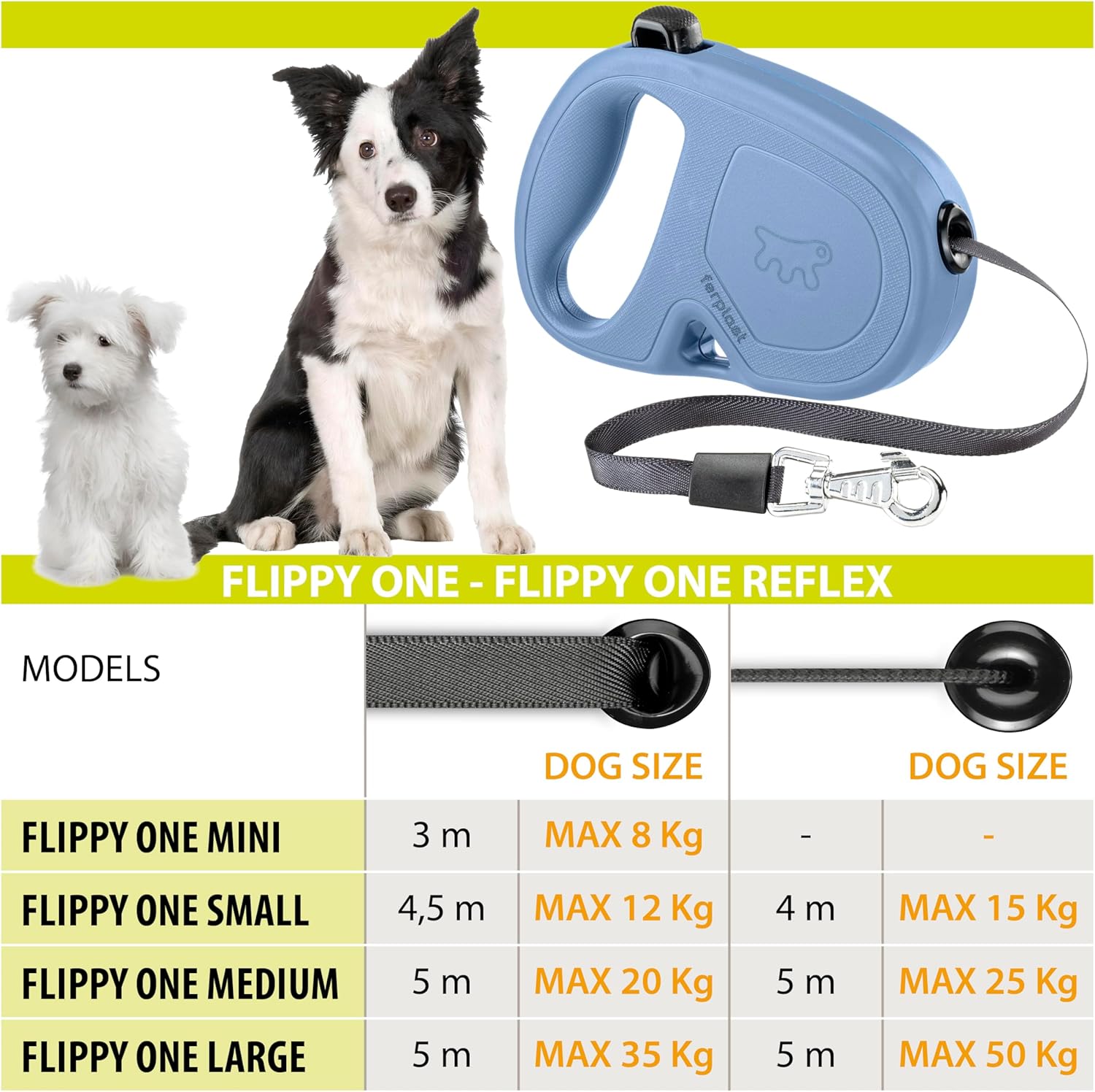 Detalle de Ferplast Flippy One – Guinzaglio allungabile per cani fino a 8 kg, 3 m, Rosa