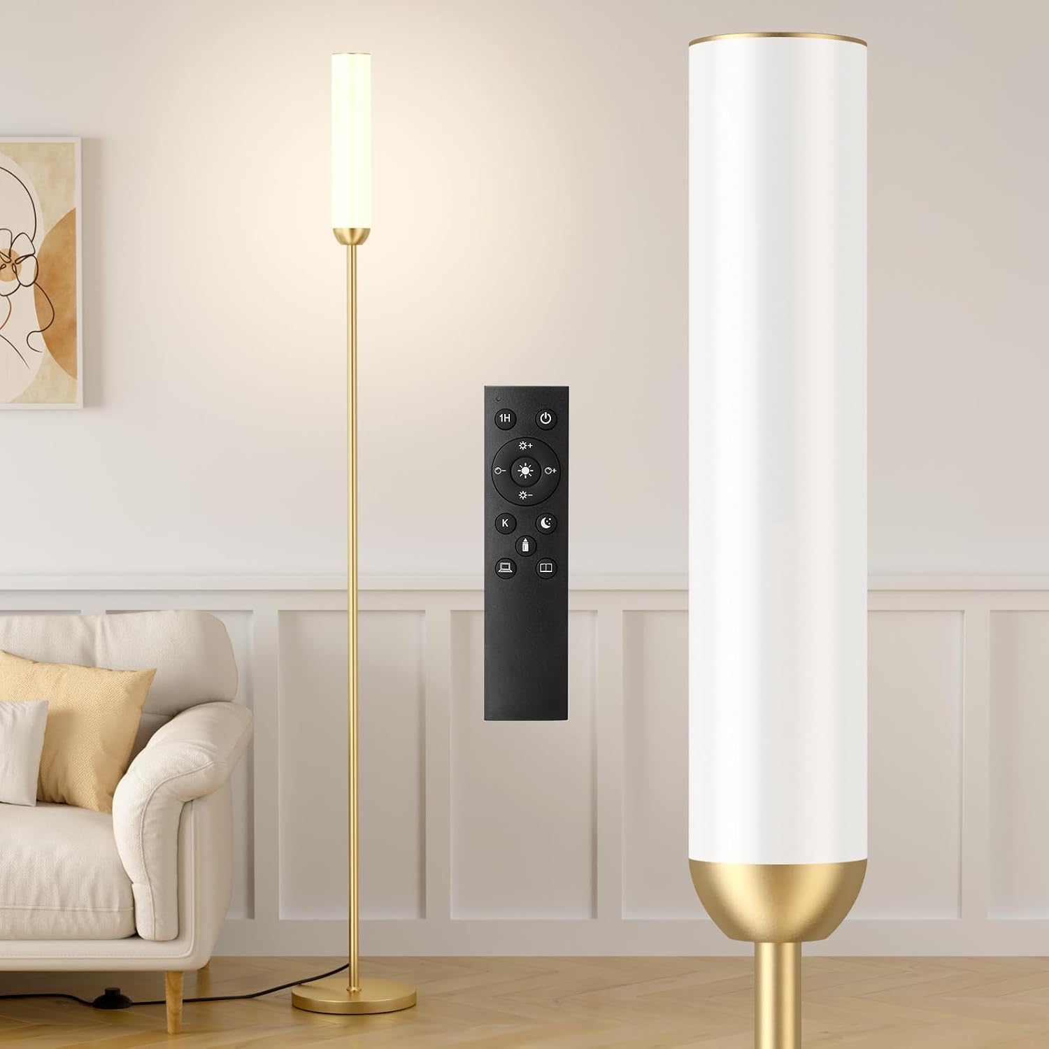 Detalle de Ambimall LED Floor Lamp, Gold
