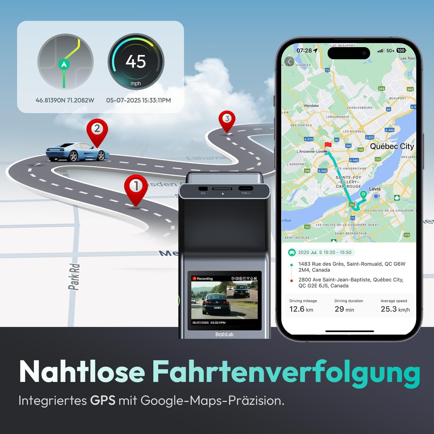 Thumbnail 5 de BOTSLAB G300H Plus 4K Dashcam vorne+hinten