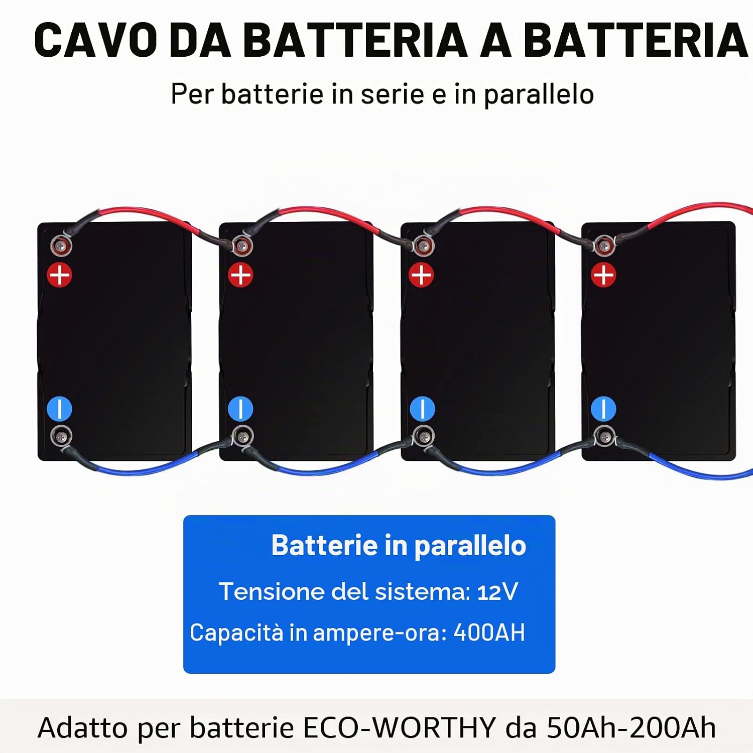 Thumbnail 4 de DCHOUSE 2 pezzi cavi batteria M8 30 cm — 35 mm², occhielli 6 mm, cablaggio affidabile per batteria auto e impianti solari