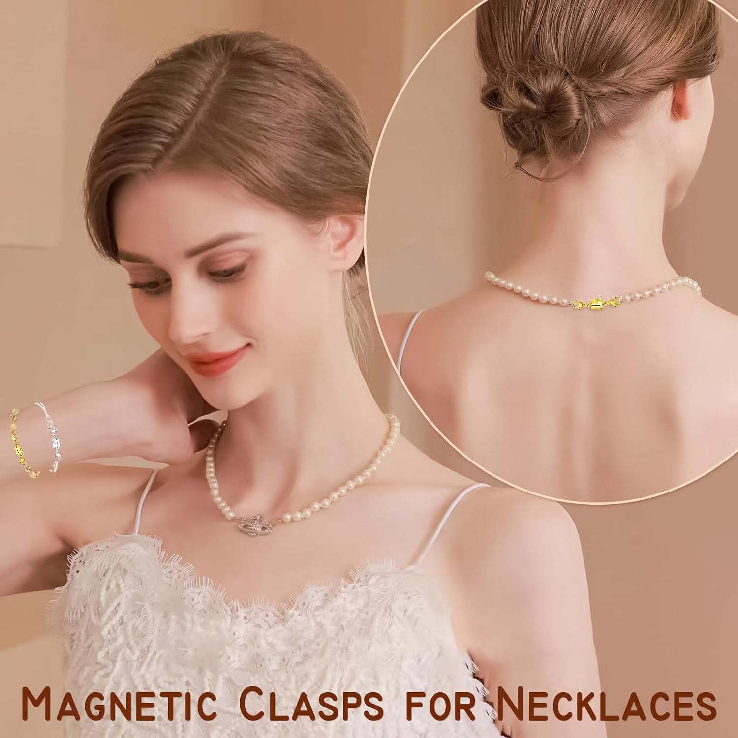 Detalle 1 de OHINGLT 6Y6J Magnetic Necklace Clasps, Brass Double Lobster Closures, 12-Piece Set