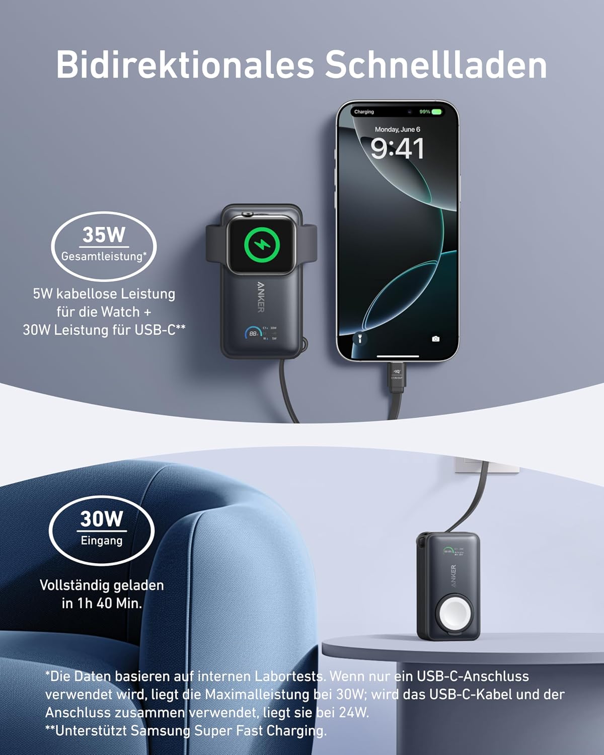 Detalle de Anker MagGo Powerbank 10.000mAh für Apple Watch