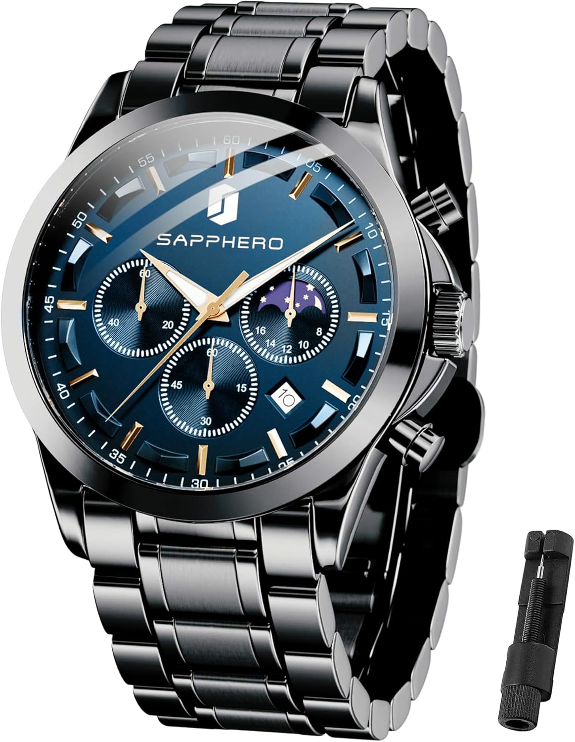 Thumbnail 6 de BENYAR BY Herrenuhr – Chronograph, Lederarmband, Wasserdicht 30 m, QUARZ, 46 mm
