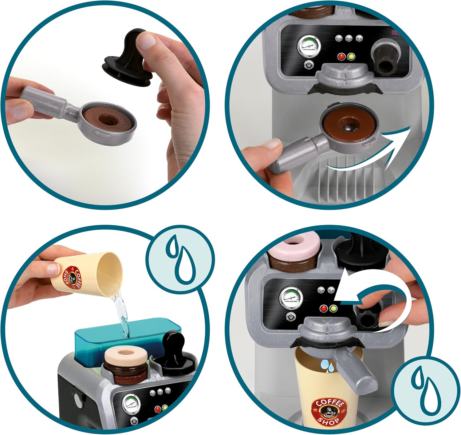 Detalle de Kinder-Kaffeemaschine Theo Klein 9510 Barista mit Wassertank und Durchlauffunktion ab 3 Jahren