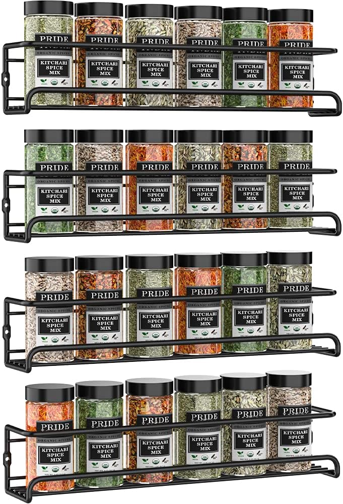 Detalle de Spice Racks Organiser 4-tier wall-mounted spice shelf 🧂