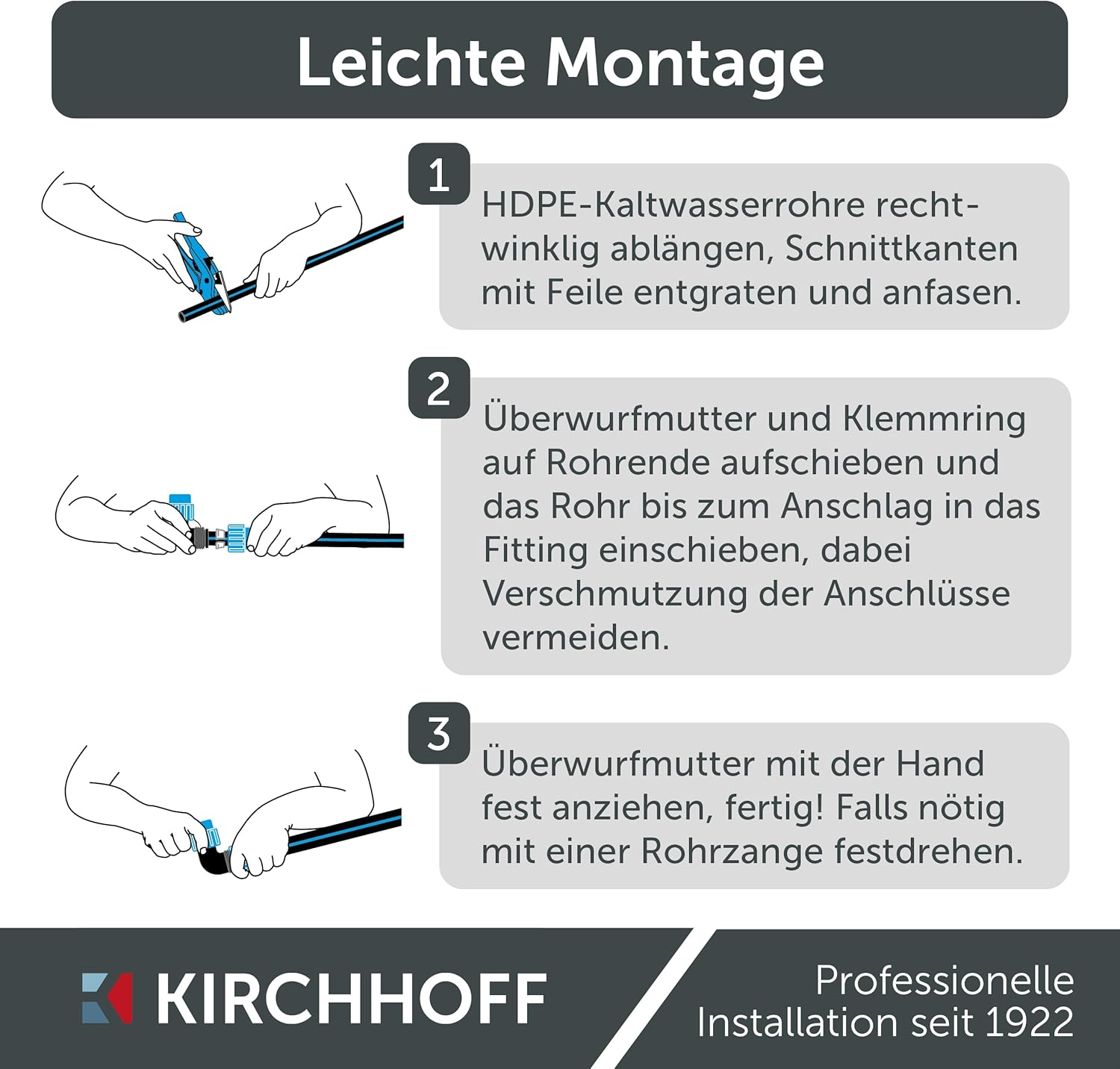 Detalle de Kirchhoff Wasserleitung 32 mm x 25 m – HDPE Trinkwasserleitung für Gartenbewässerung