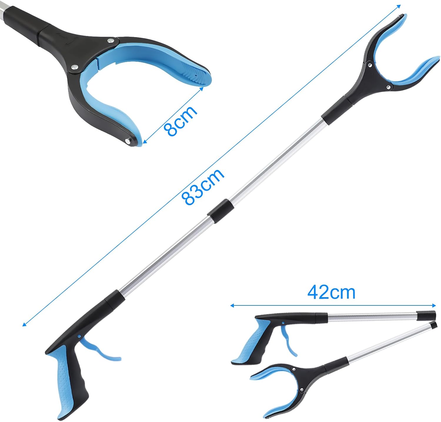 Detalle 2 de OITUGG 2-Pack 83cm Litter Picker Set with Magnetic Tip and 360° Head – Reach Further, Grab Safely