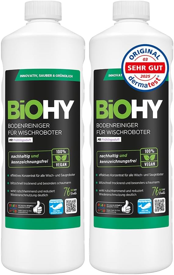 Detalle de BIOHY vloerreiniger voor dweilrobots, 1:200-concentraat, 2 x 1 liter