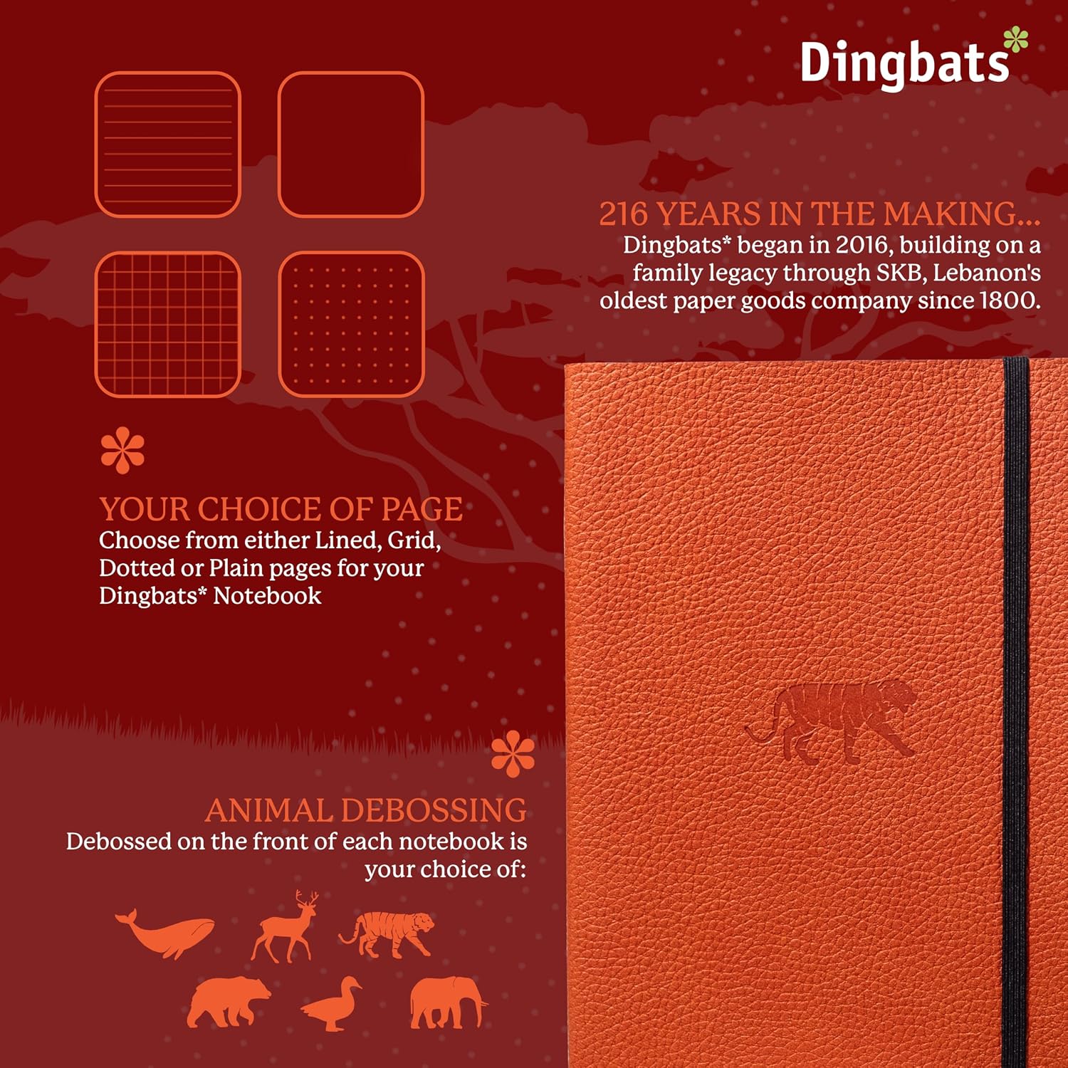 Detalle de Dingbats Wildlife Dotted Journal Notebook A5 — Vegan Leather Soft Cover