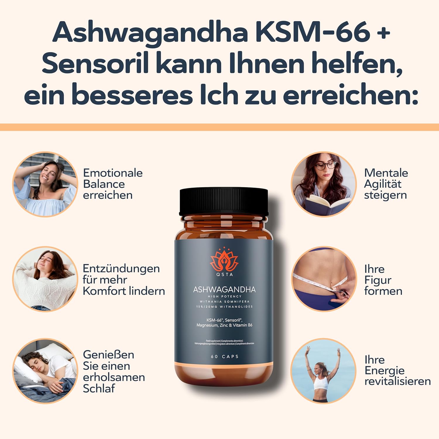 Detalle 1 de Ashwagandha KSM-66 Kapseln 2 Monate