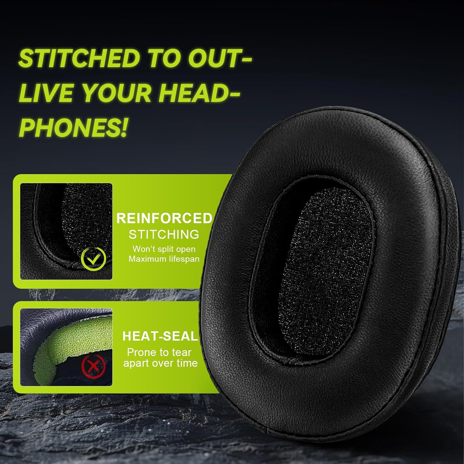 Thumbnail 4 de Aurivor coussinets en cuir véritable pour casques Audio-Technica ATH MSR-7 et séries M50X/M40X/M30X/M20X