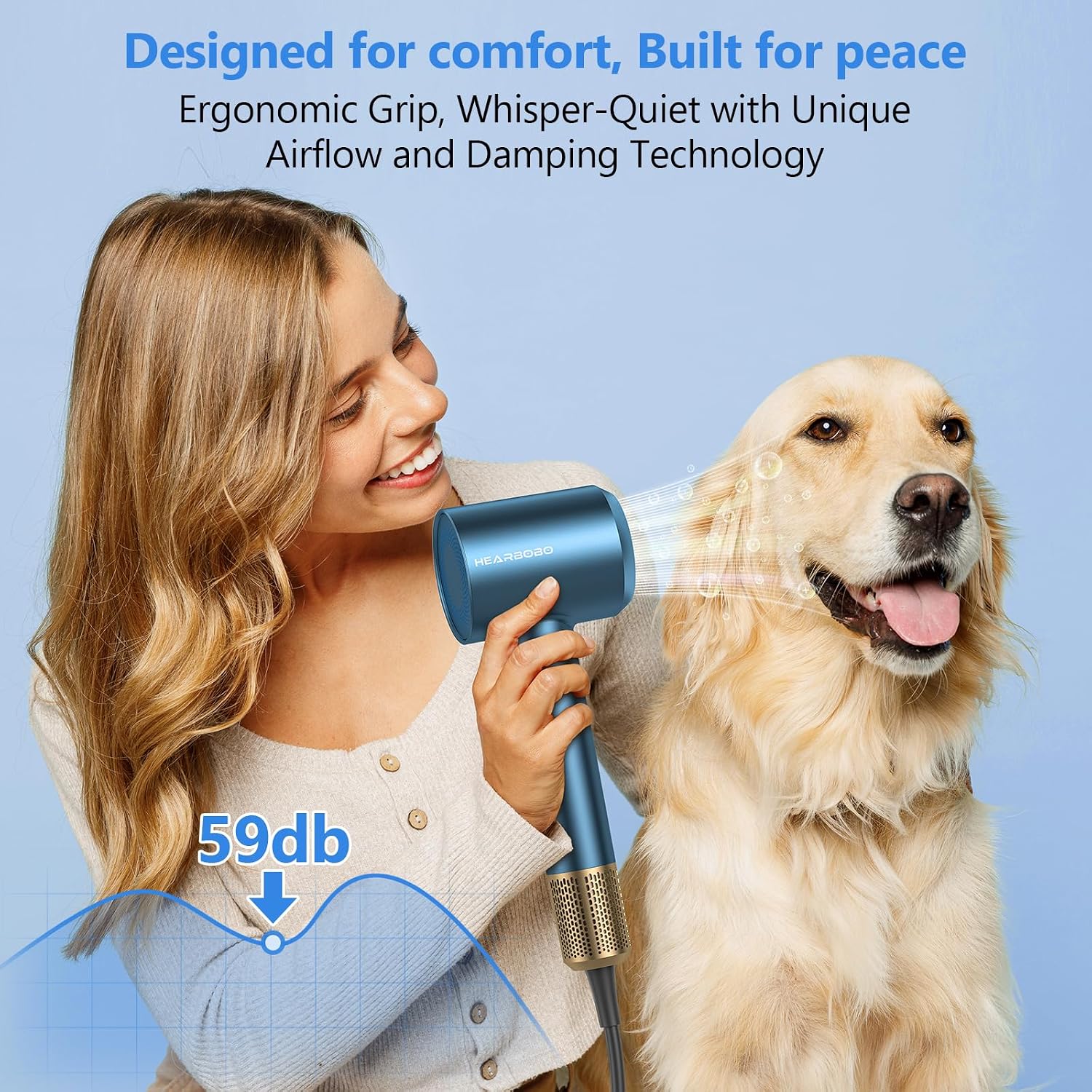 Thumbnail 6 de HEARBOBO P2306 High-Speed Ionic Hair Dryer with Diffuser, 160,000 RPM