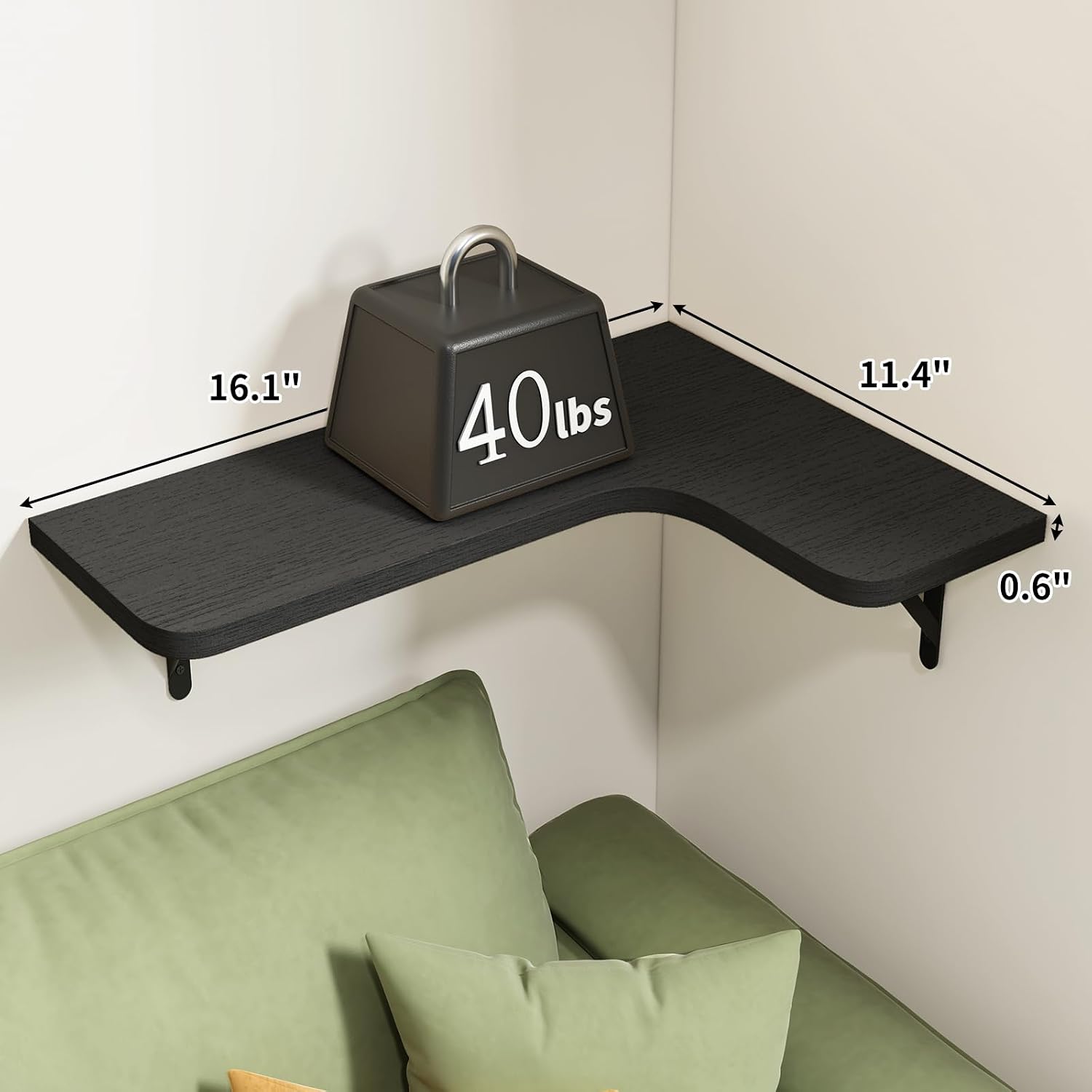 Thumbnail 2 de Fixwal Floating Shelves Set of 5 — Rustic Corner Shelves 🪵