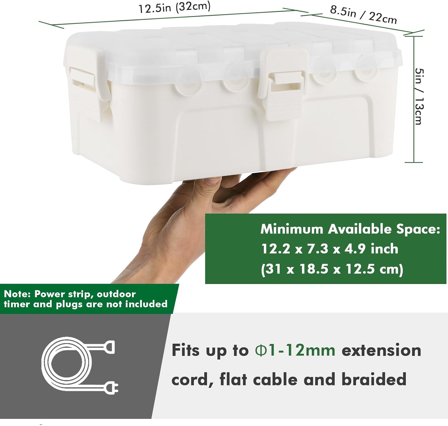 Detalle de RESTMO Large Outdoor Electrical Box with Transparent Lid (IP54) for Photocell Timer & Power Connections
