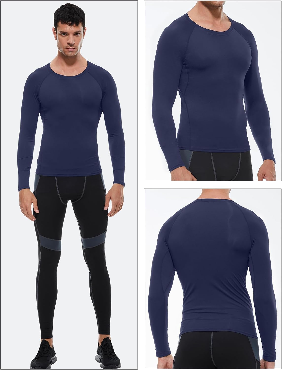 Thumbnail 3 de Yuerlian 3-pack men’s long sleeve compression base layer for gym, running and training