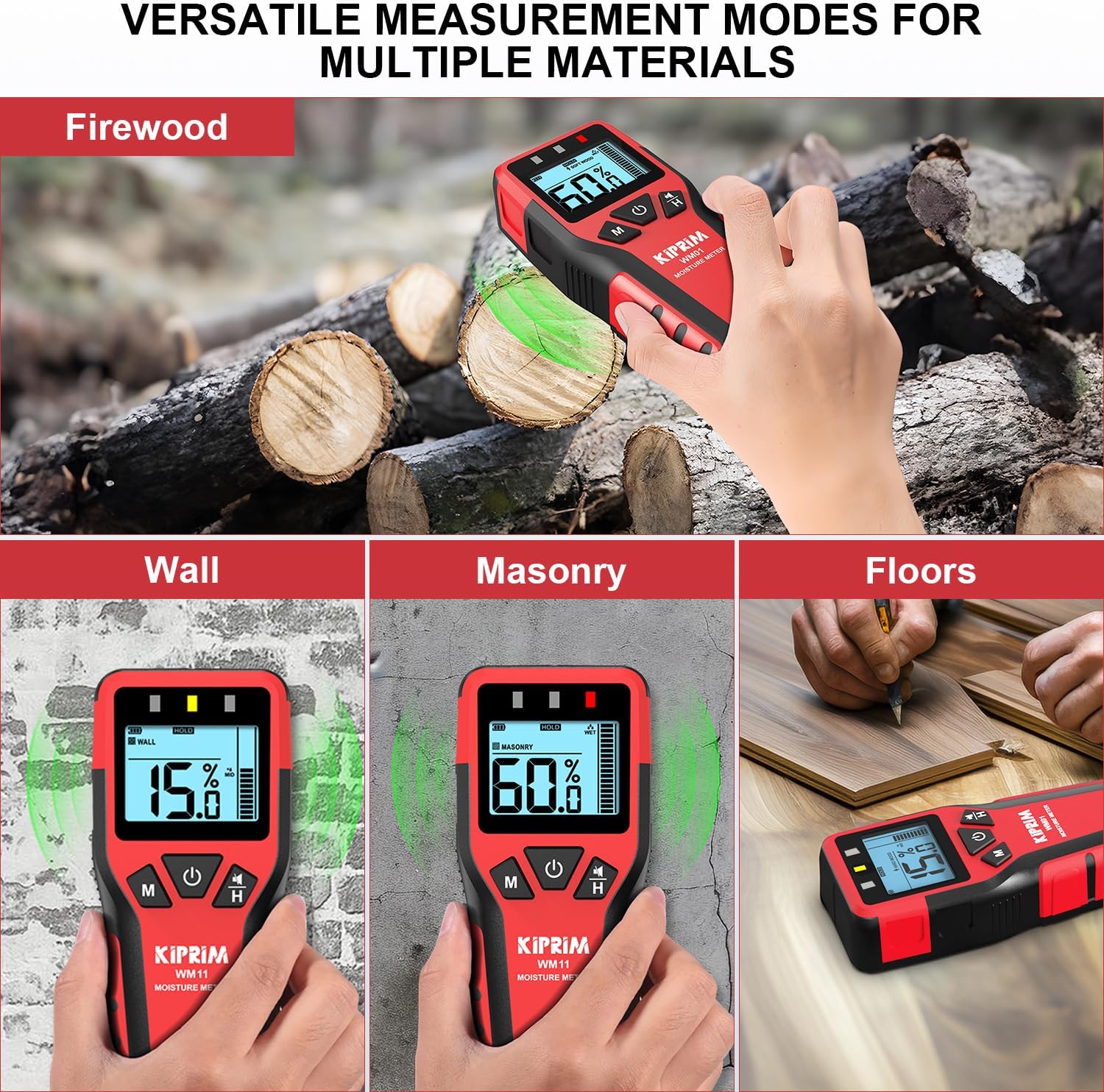 Detalle 2 de Kiprim WM11 Pinless Moisture Meter 40mm