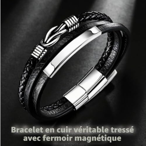Detalle de Gkmamrg bracelet en cuir homme 22,5 cm