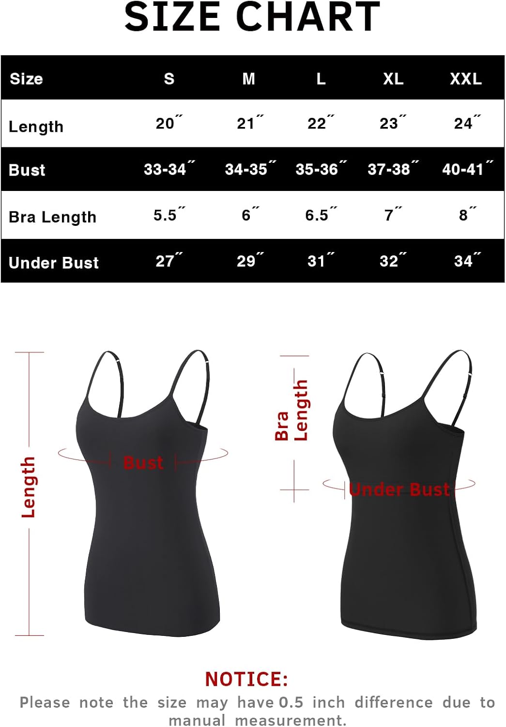 Thumbnail 5 de Komfokore 3-Pack Cotton Camisoles with Built-In Bra, Adjustable Straps