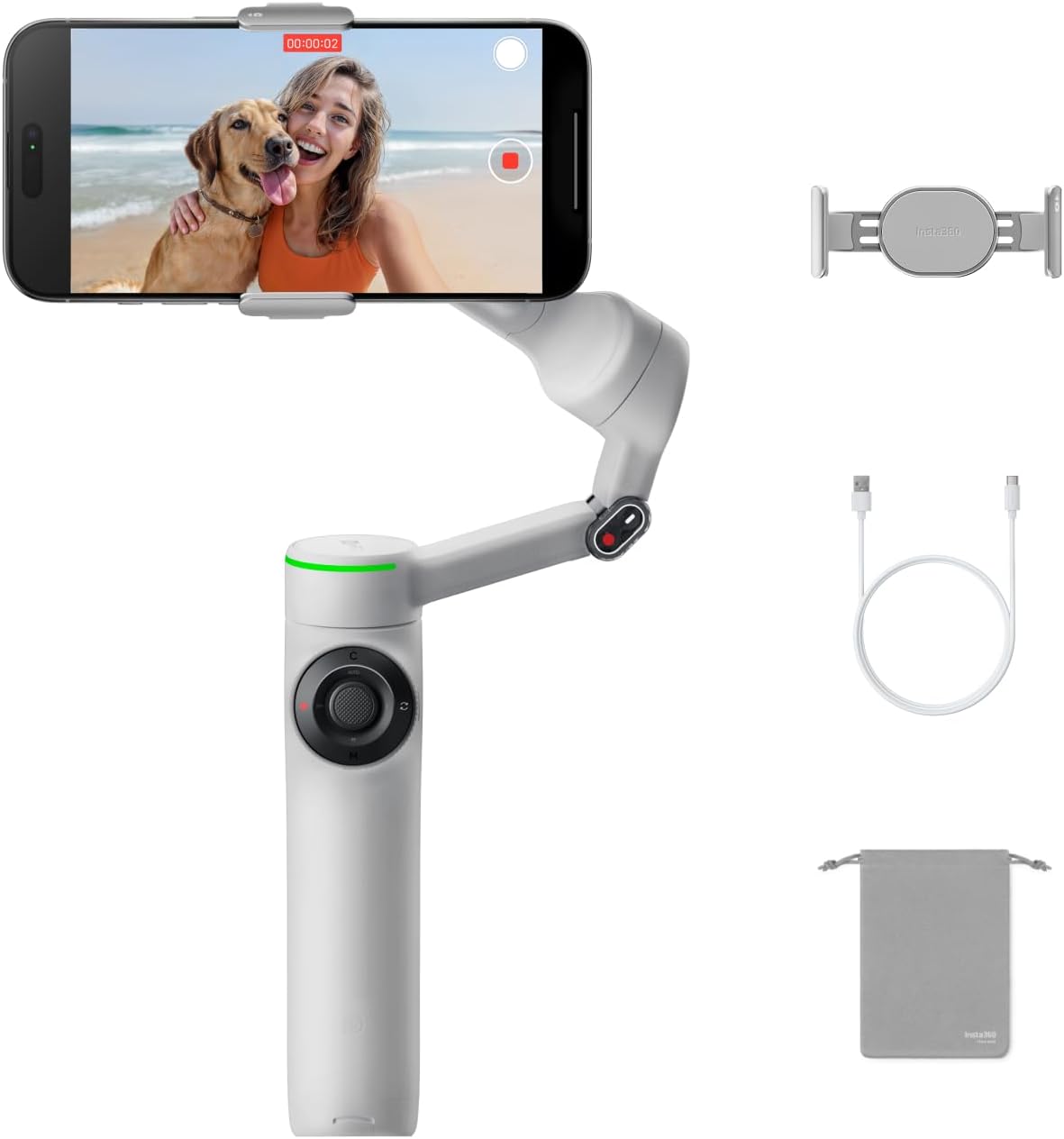 Detalle de Insta360 Flow 2 Pro Grey smartphone gimbal with DockKit and 360° tracking