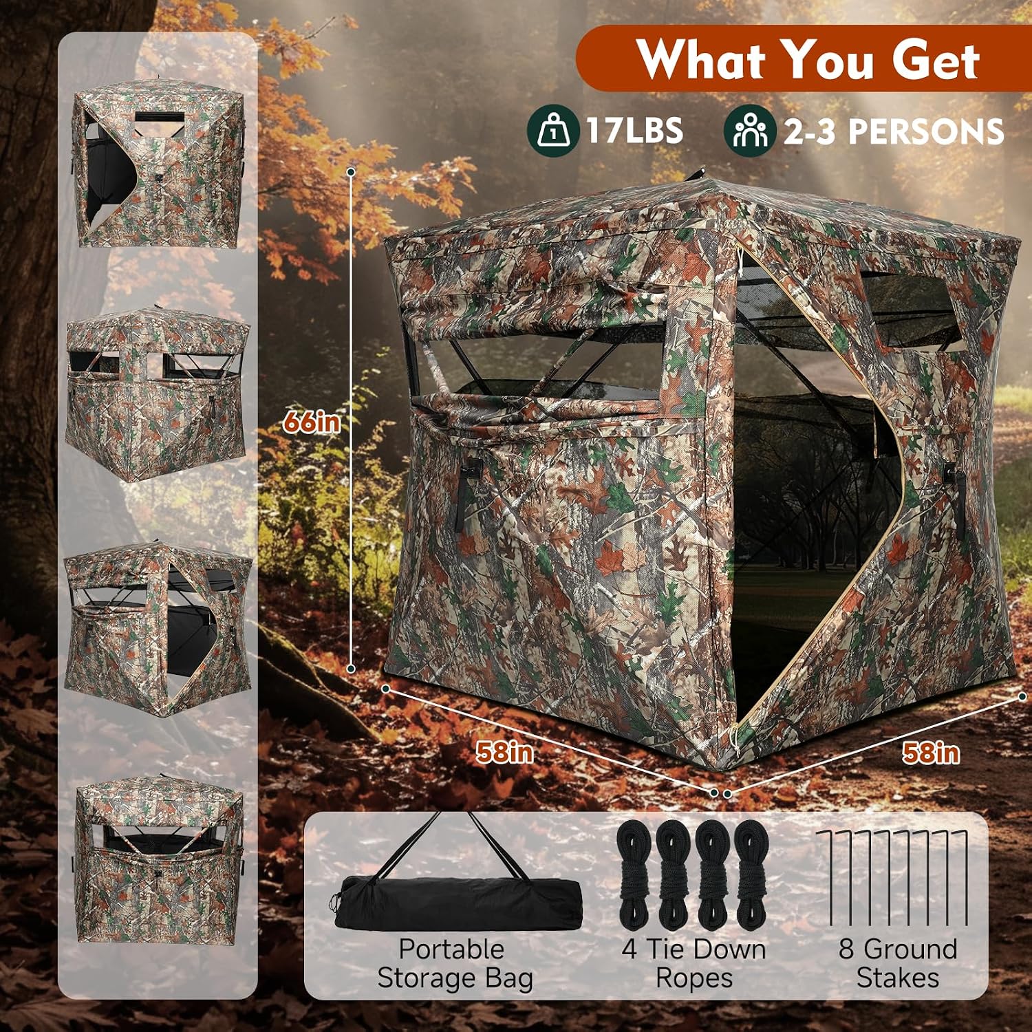Thumbnail 5 de DUEYAGO 270S-ZP Hunting Blind, 270° View, 2–3 Person, Silent Sliding Windows