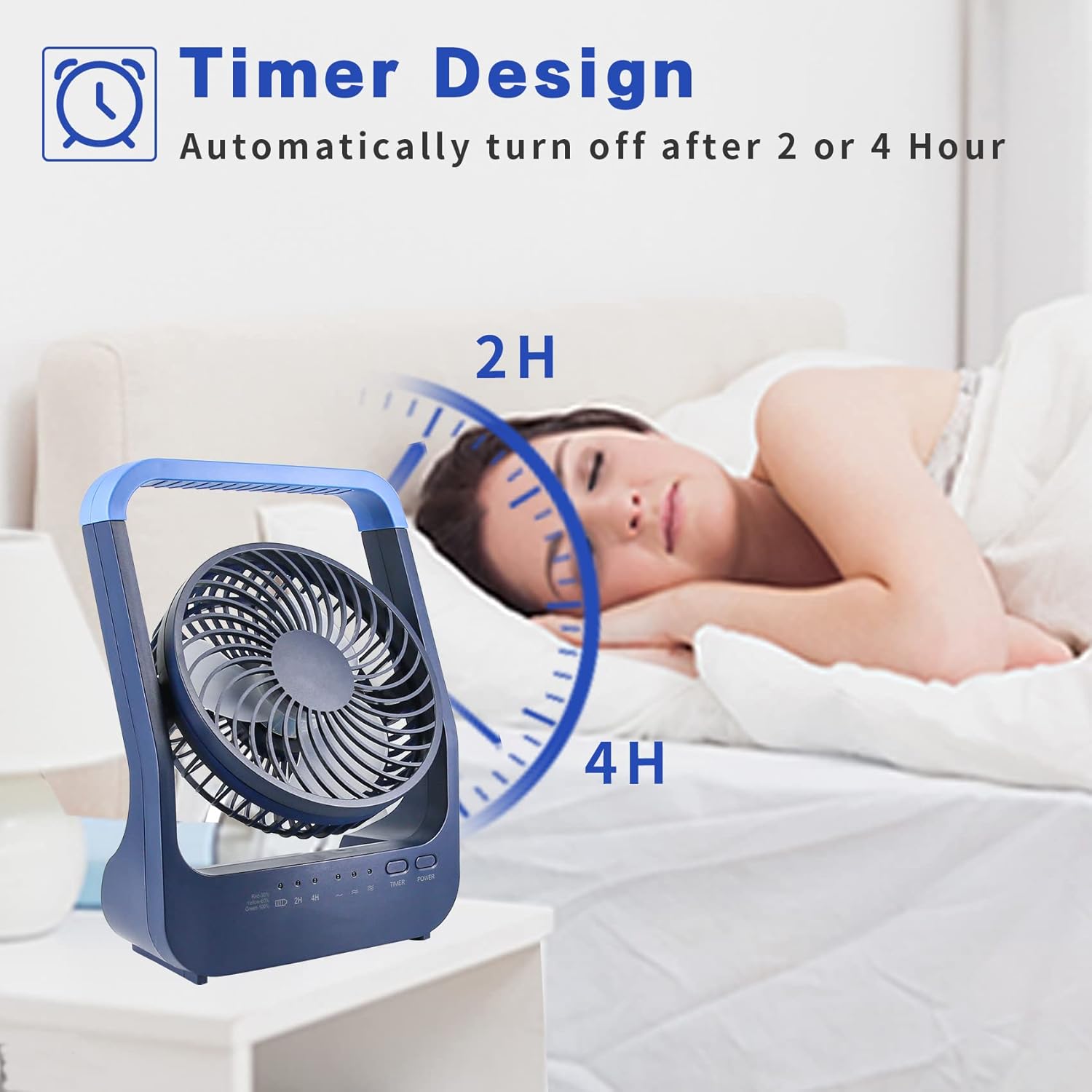 Thumbnail 5 de ATEngeus ventilateur de bureau USB 6" avec batterie 20000 mAh et tête réglable à 180°