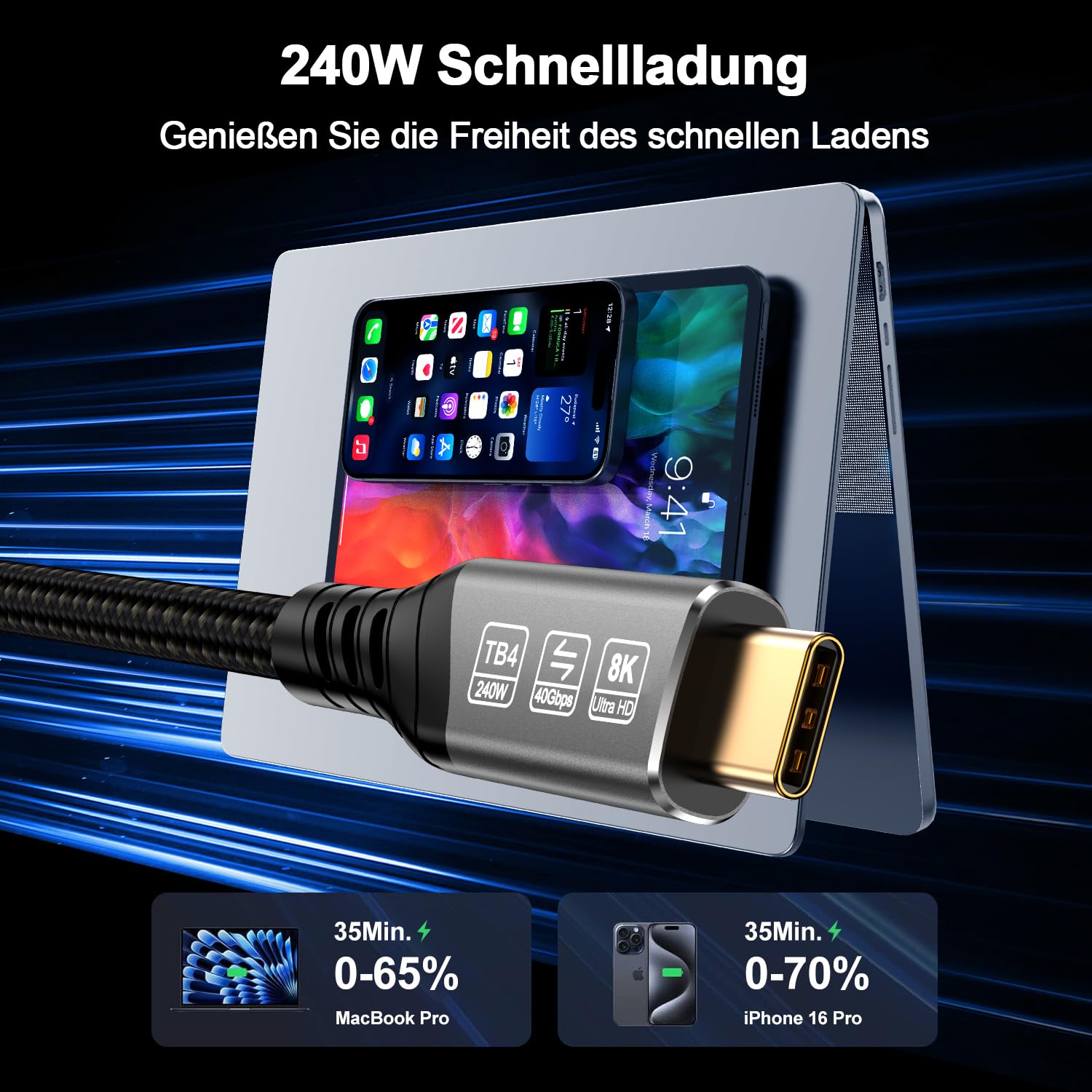 Detalle 2 de EUDOBEL USB 4 Thunderbolt 4 Kabel 2m