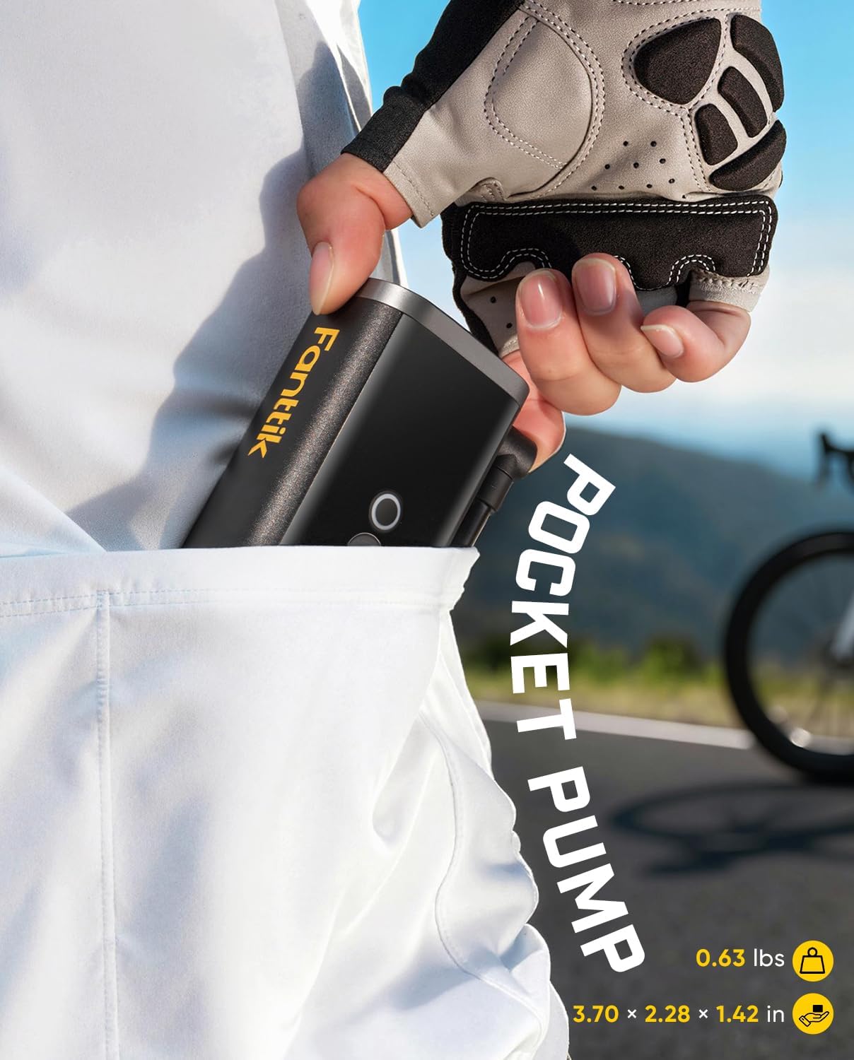 Detalle de Fanttik X11 Ace Mini Bike Pump: 21s Fast Inflate with Auto Stop and Gauge