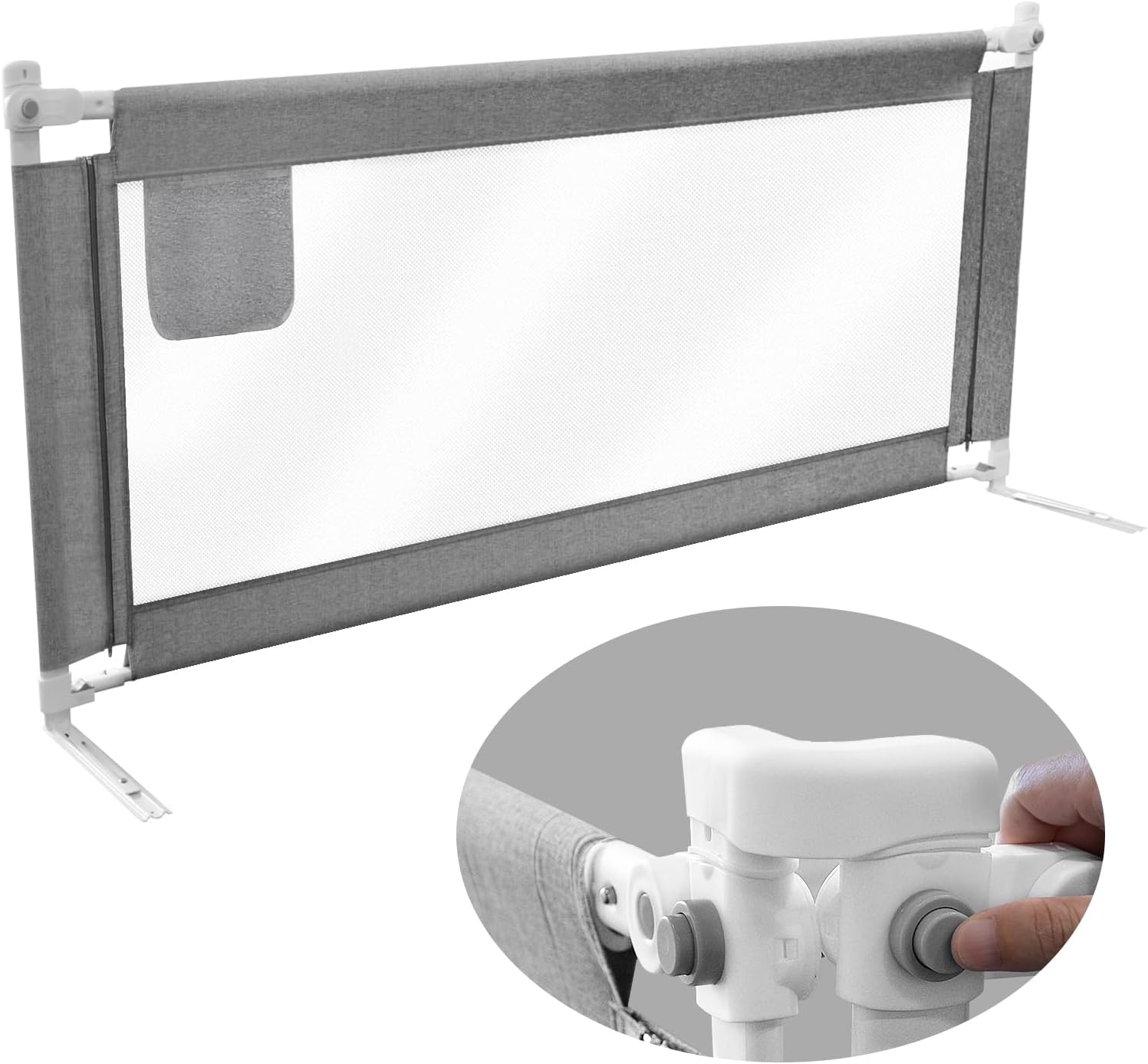 Detalle de Eyeleaf Rausfallschutz Bettgitter Grau 1.8M