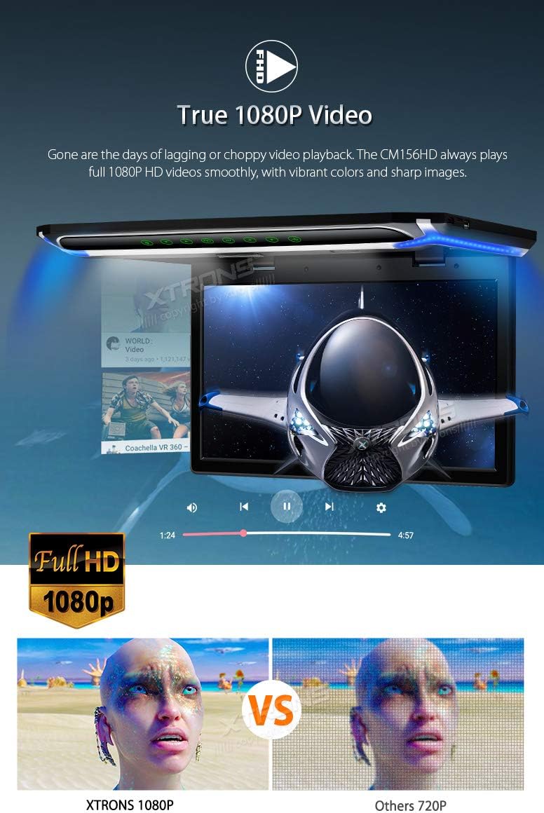 Detalle 2 de XTRONS 15.6 Inch Roof Mounted 1080P Monitor
