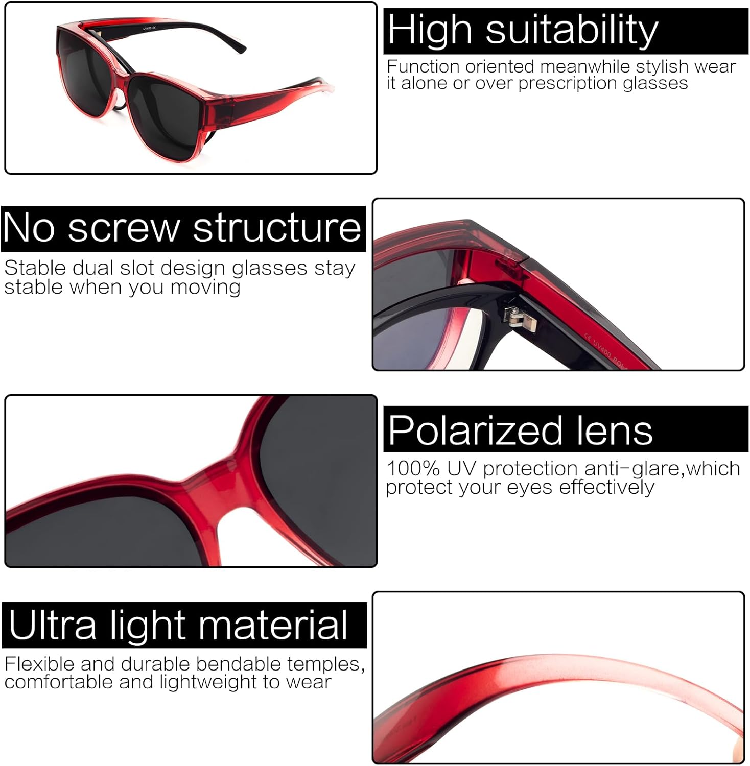 Thumbnail 2 de Face Shadow Überzieh-Sonnenbrille Polarisiert – Oversize, UV400, leicht, für Brillenträger